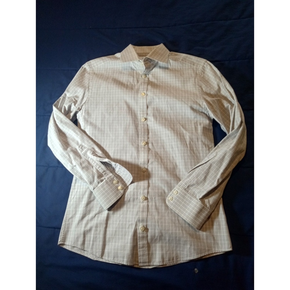 Charles Tyrwhitt Shirt Mens 15/38 Gray Check Extra Slim Fit L/S Button Down